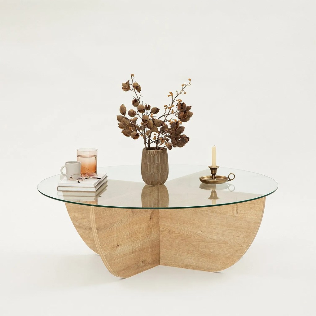 Mesa de Café Lily - Carvalho Safira - 90x30x90 cm