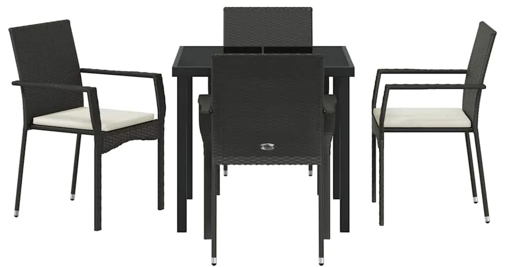 Conjunto de Jantar de Jardim 5 pcs Preto 80 x 80 x 73 cm