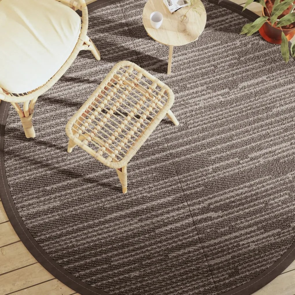 vidaXL Tapete de exterior Ø200 cm ARAKIL PP castanho