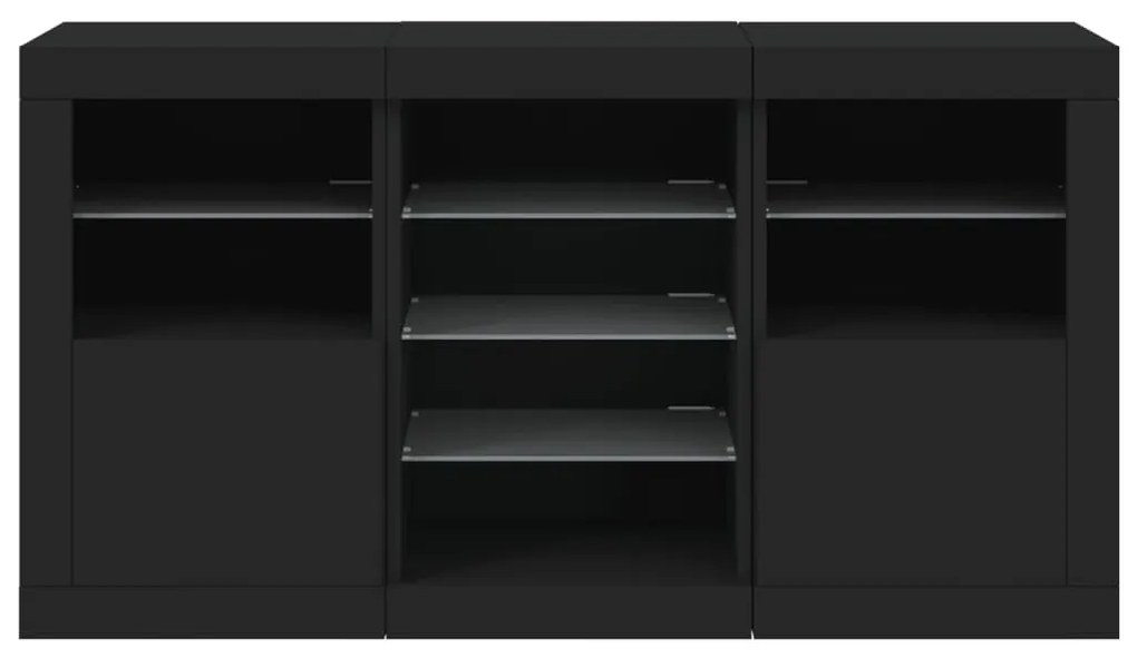Aparador com luzes LED 123x37x67 cm preto