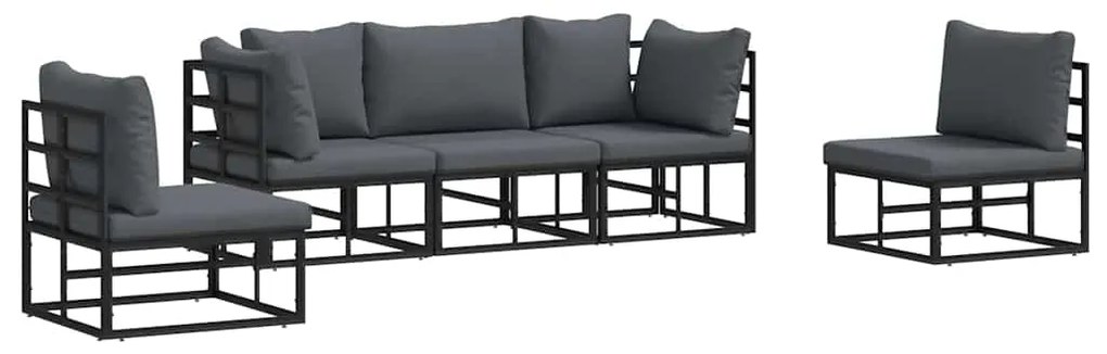 Conjunto de Sofá de Jardim 5 pcs Preto 213 x 71.5 x 71 cm