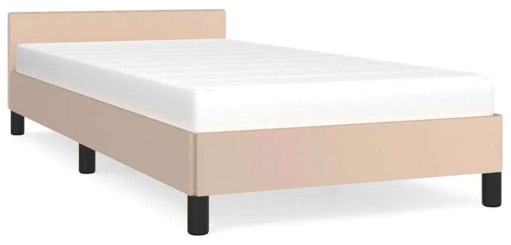 Estrutura de Cama Salu com Cabeceira em Couro Artificial Cappuccino -