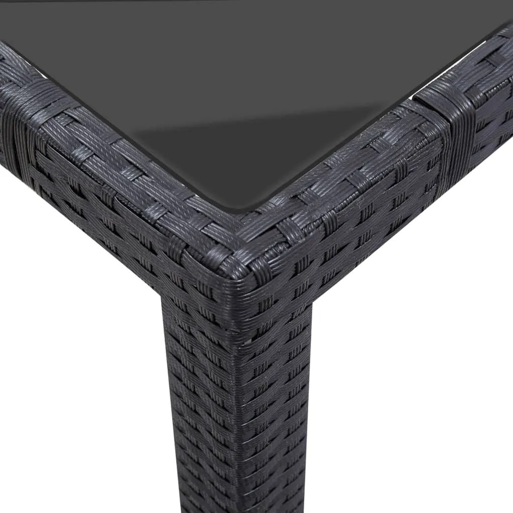 Conjunto de jantar para exterior 9 pcs vime PE preto