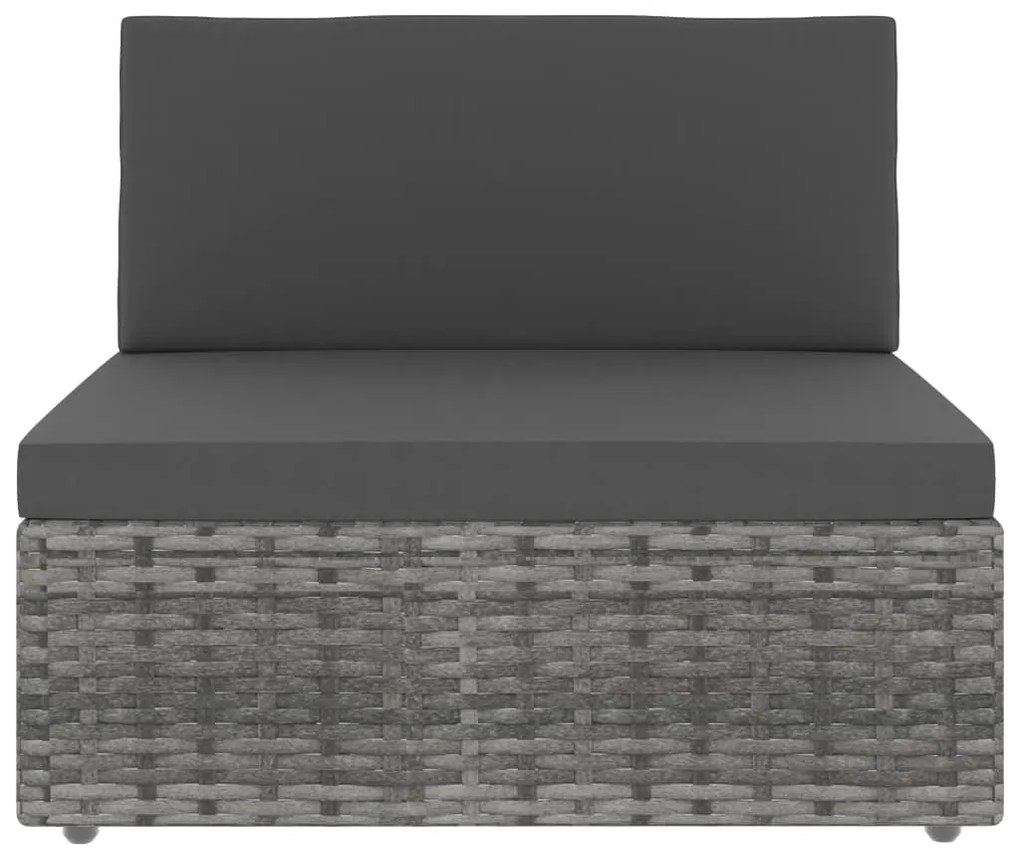 6 pcs conjunto lounge de jardim vime PE cinzento
