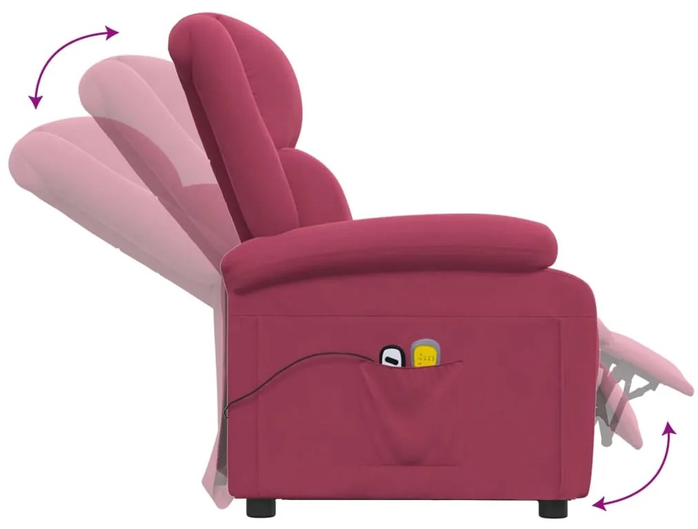 Poltrona de massagens elétrica veludo vermelho tinto