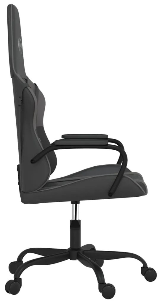 Cadeira gaming massagens couro artificial preto e cinzento