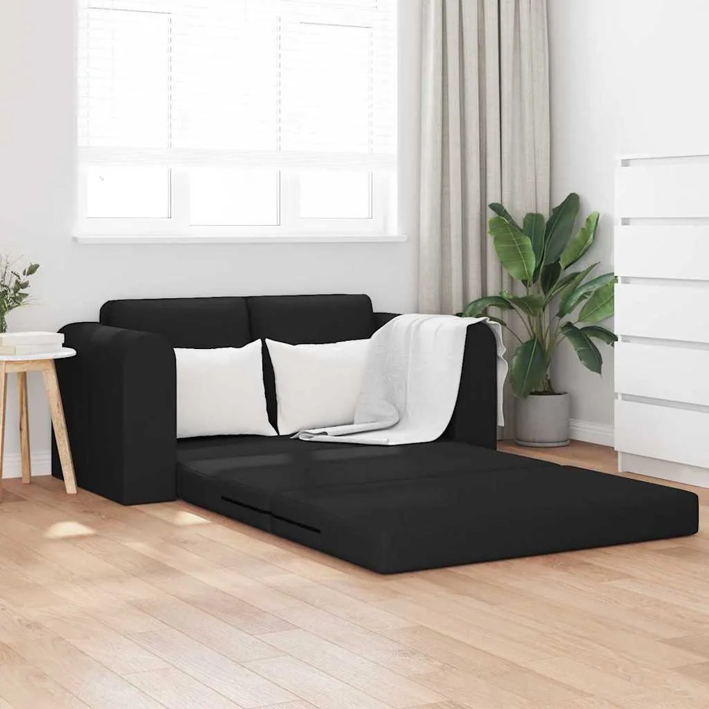 Sofá-Cama de Chão 2 em 1 Preto 148x71x83 cm Tecido