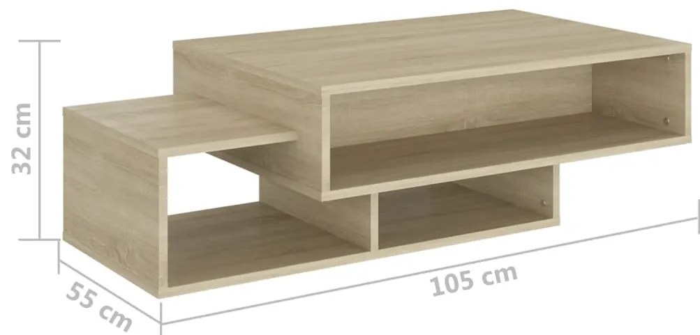 Mesa de centro 105x55x32cm derivados de madeira carvalho sonoma