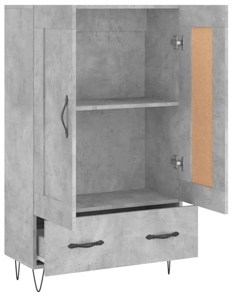 Aparador alto 69,5x31x115 cm derivados de madeira cinza-cimento