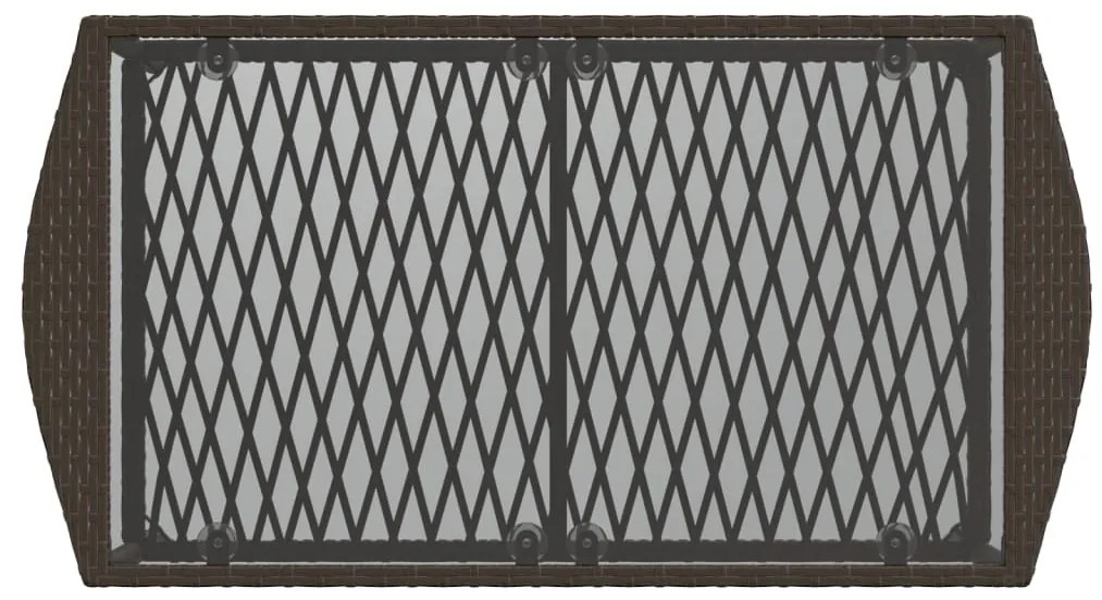 4 pcs conjunto sofás de jardim c/ almofadões vime PE castanho