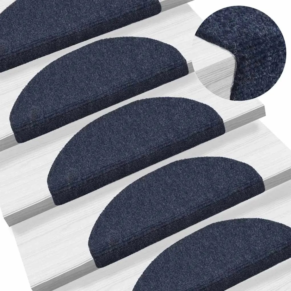 Tapetes de escada autoadesivos 5 pcs 65x21x4 cm agulhado azul