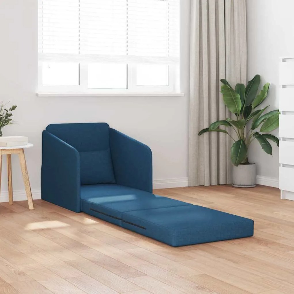 Sofá Cama de Chão 2 em 1 Azul 65x80x83 cm Tecido