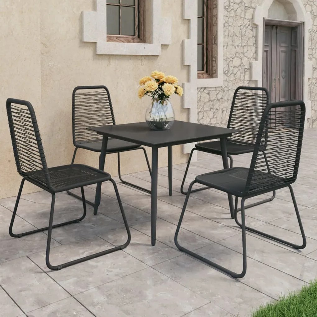 vidaXL 5 pcs conjunto de jantar para jardim vime de PVC preto