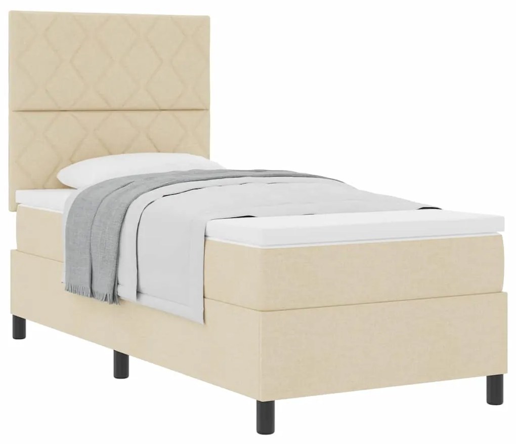 Cama Box Spring com Colchão Bege 90x200 cm Tecido