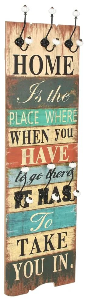 245848 vidaXL Bengaleiro de parede com 6 ganchos 120x40 cm HOME IS