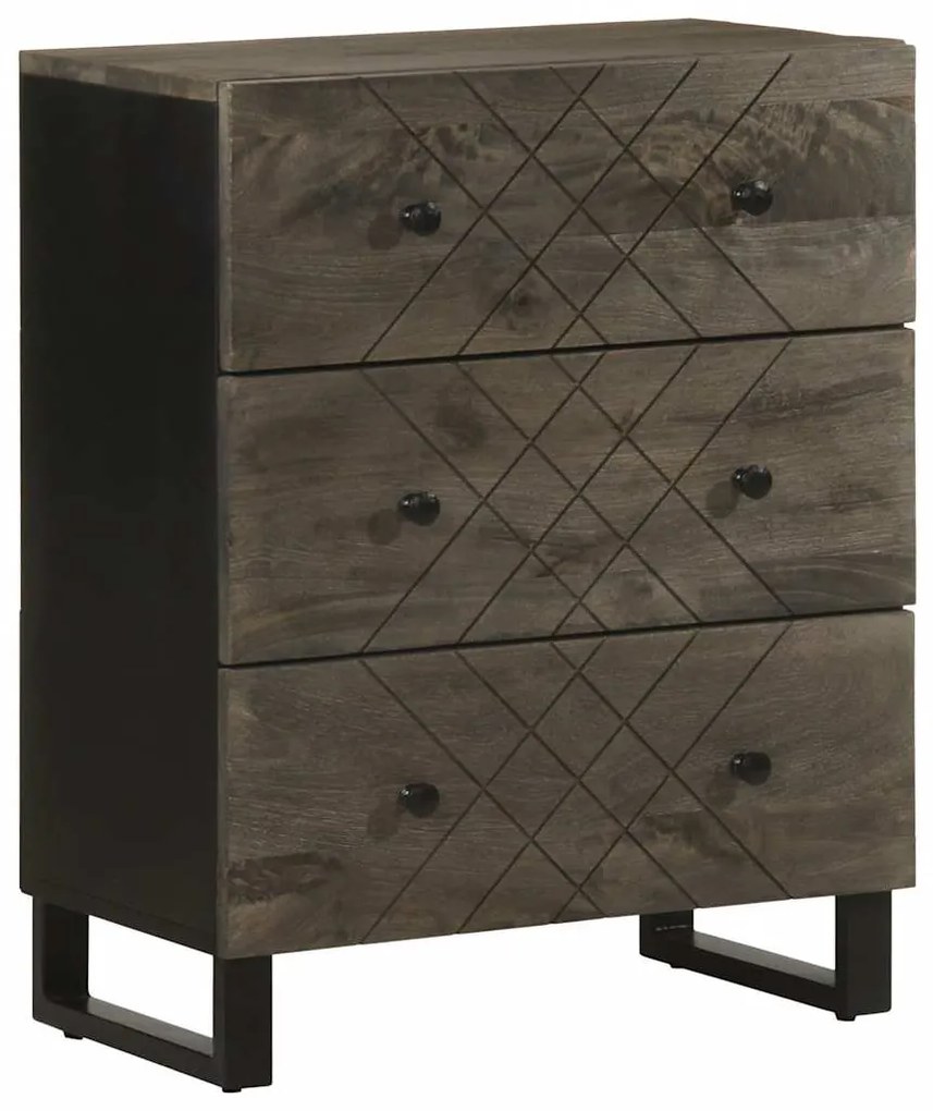 vidaXL Aparador preto 60x33x75 cm madeira de mangueira maciça