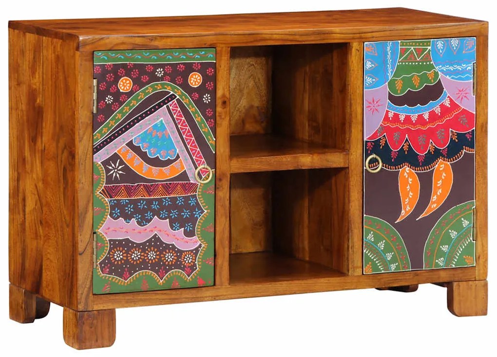 Aparador multicor 90x35x60 cm madeira de acácia maciça