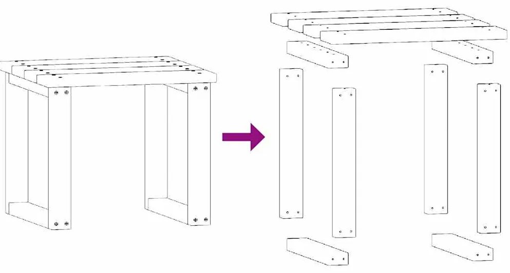 Espreguiçadeira de jardim com mesa madeira de pinho impregnada