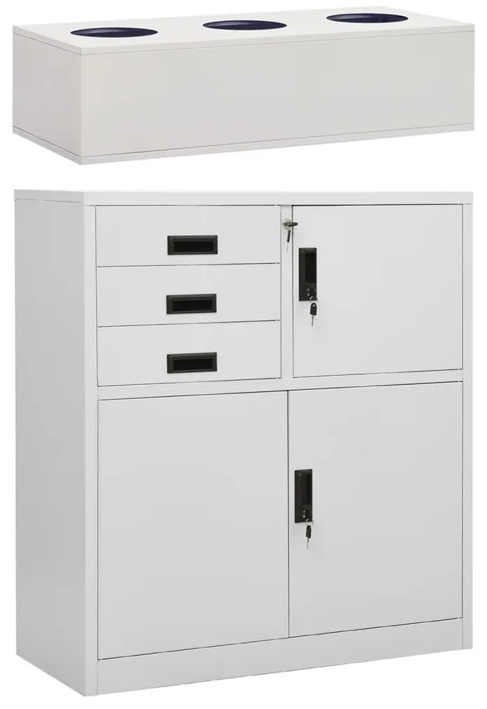 vidaXL Armário de escritório c/ floreira 90x40x125 cm aço cinza-claro