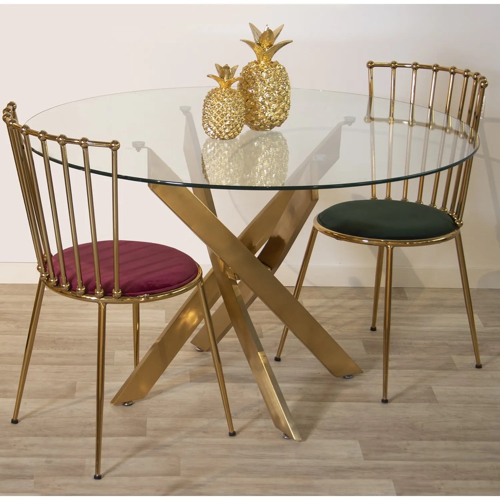 Mesa Redonda Metal Dourado/Cromoda - Dourado