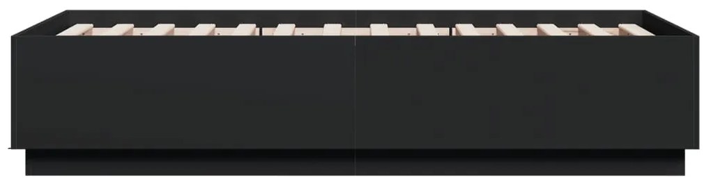 Estrutura de cama c/ luzes LED 90x190cm derivados madeira preto