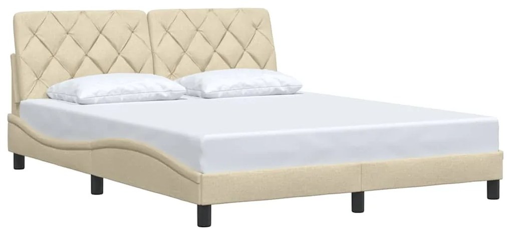 Estrutura de cama sem colchão 160x200 cm tecido cor creme