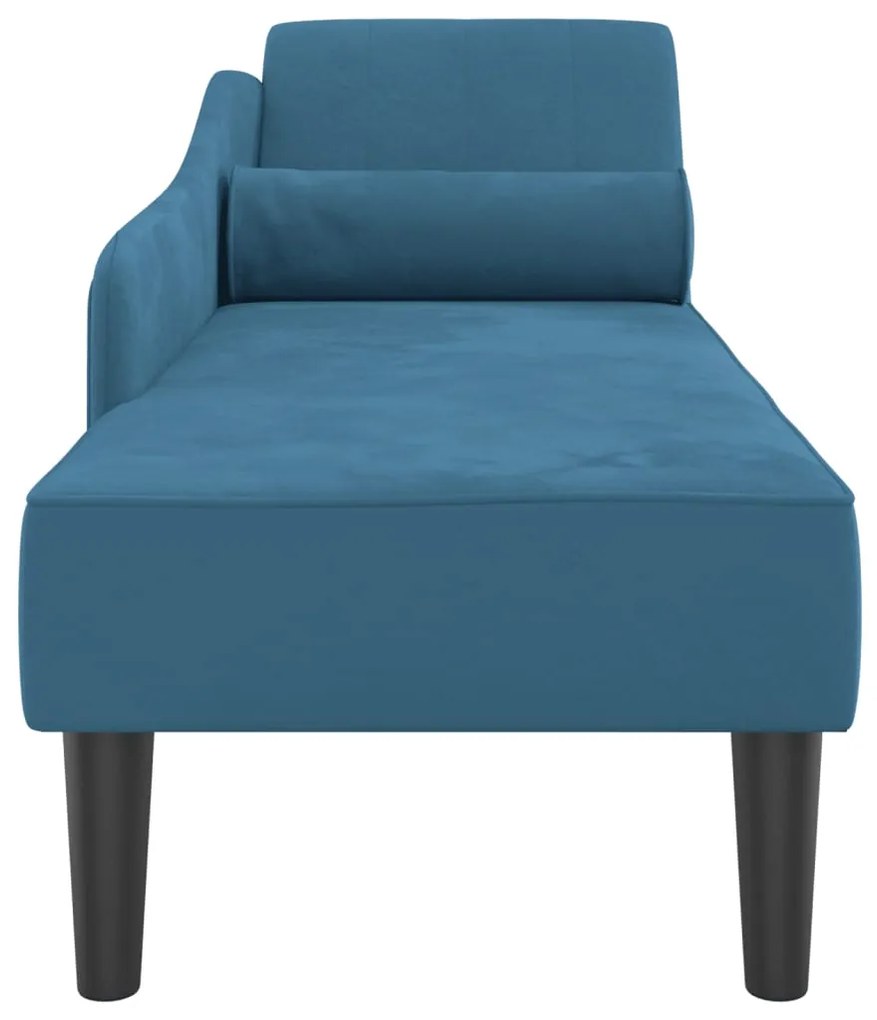 Chaise lounge com almofadões veludo azul