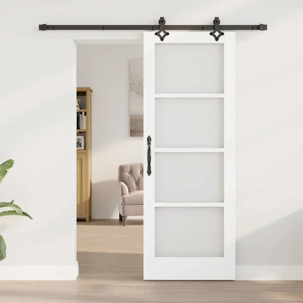 Conjunto de Porta Deslizante Conjunto de 2 Branco e Preto