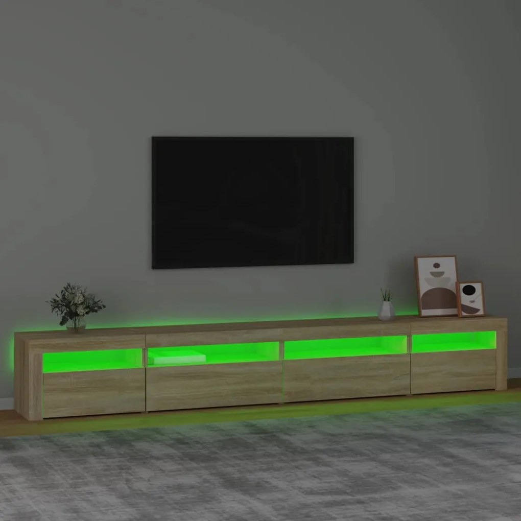Móvel de TV com luzes LED 270x35x40 cm carvalho sonoma