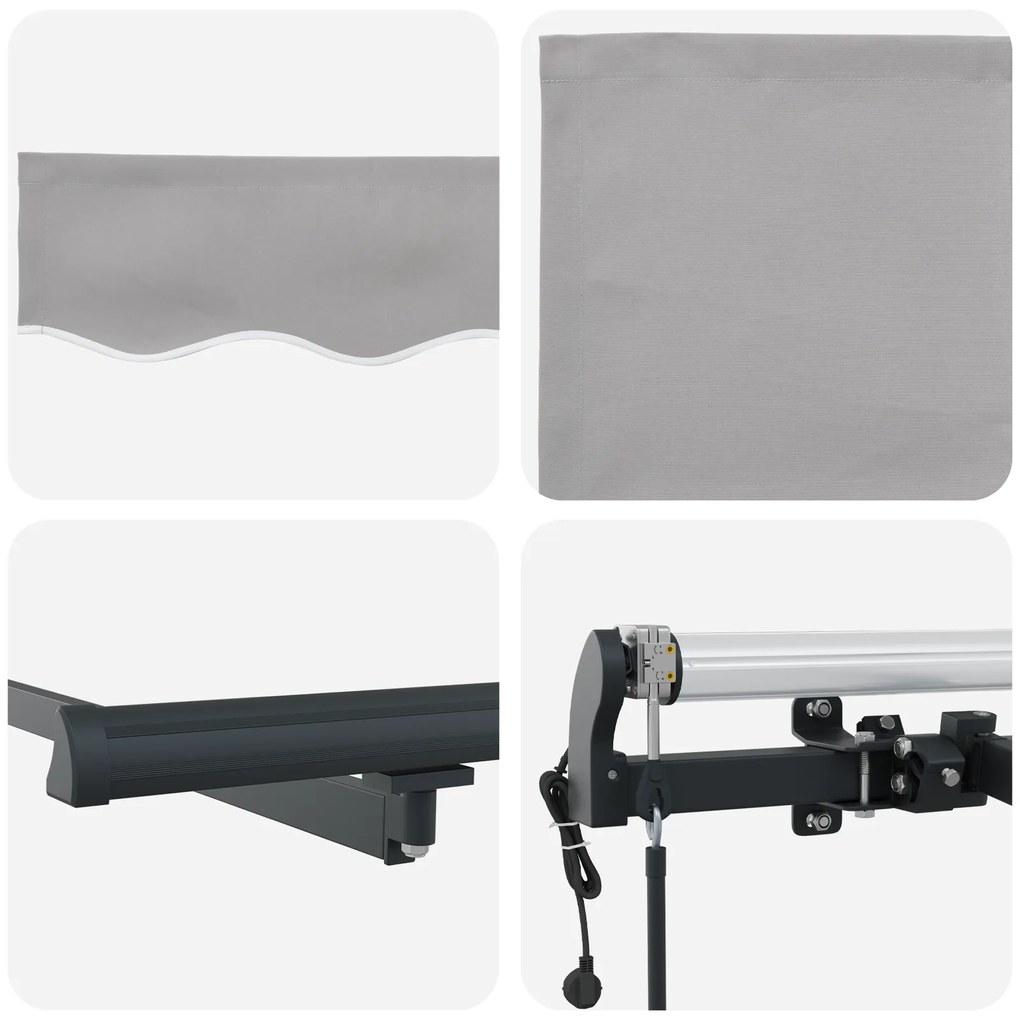 Toldo Retrátil Automático vidaXL Cinza Claro 600x300 cm