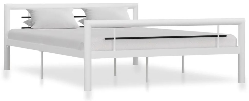 Estrutura de cama 140x200 cm metal branco e preto