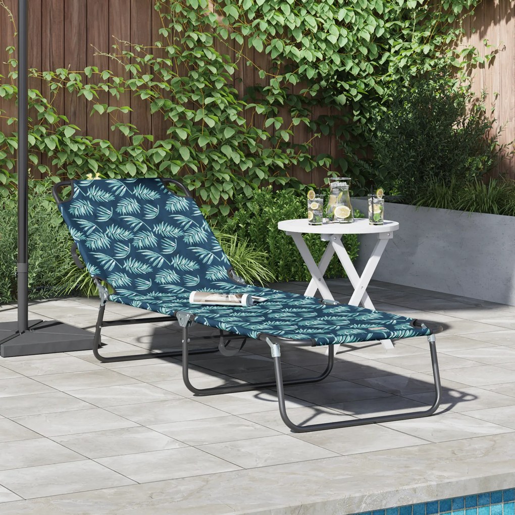 vidaXL Espreguiçadeira Dobrável Padrão de Folhas Tecido Oxford 600D
