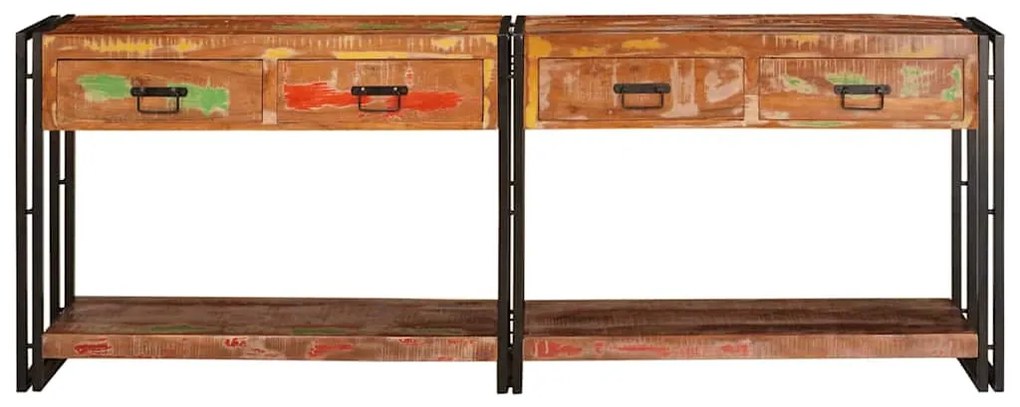 Mesas consola 2 pcs Multicolor Madeira recuperada maciça