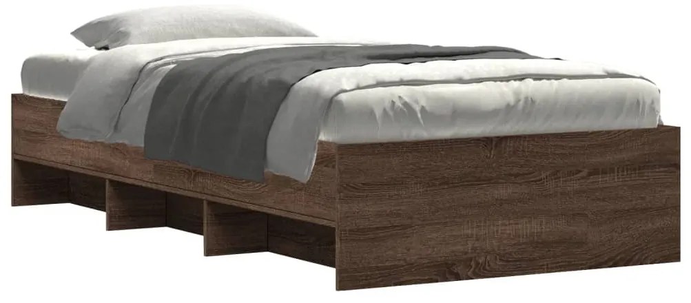 Estrutura cama s/ colchão derivados madeira carvalho castanho