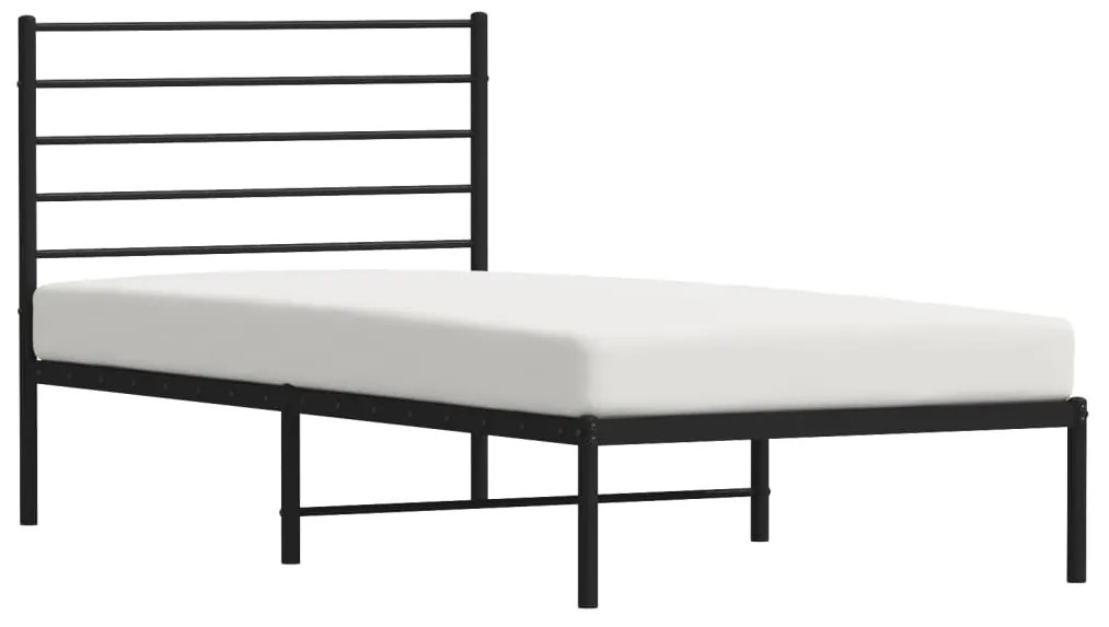 Estrutura de cama com cabeceira 75x190 cm metal preto