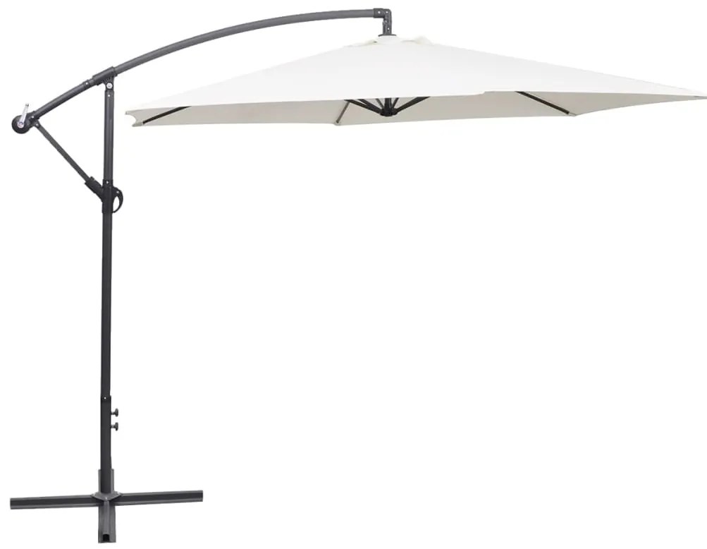 Guarda-sol de jardim cantilever 3 m branco areia