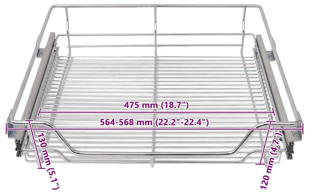Cestos de arame extraíveis 2 pcs 600 mm prateado