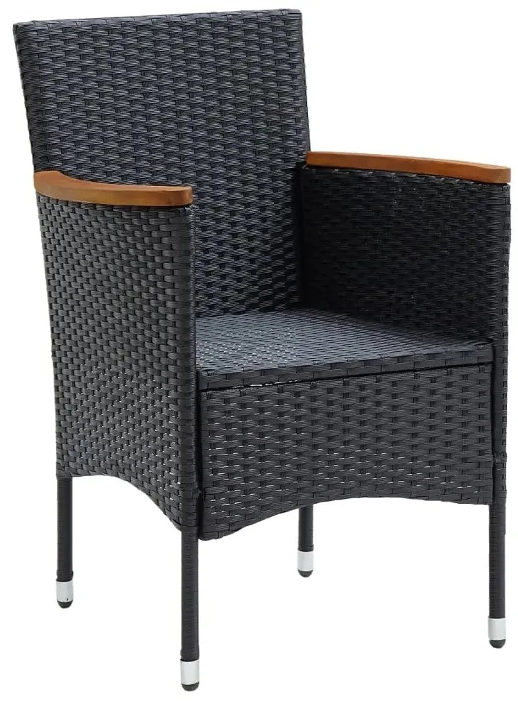 5 pcs conjunto de jantar p/ jardim c/ almofadões preto