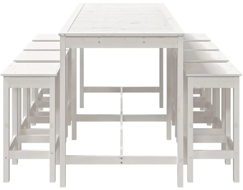 9 pcs conjunto de bar para jardim pinho maciço branco