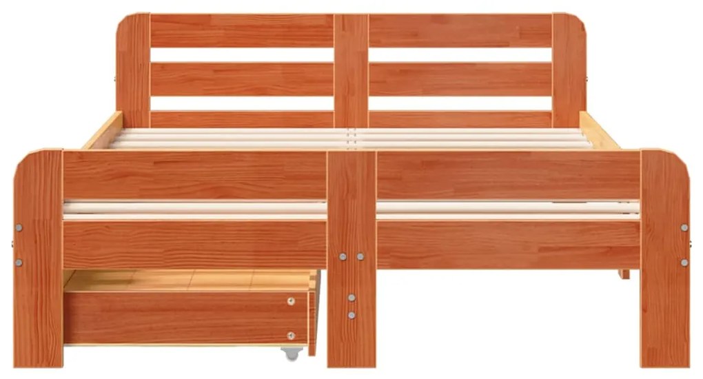 Cama sem colchão 120x190 cm madeira pinho maciça castanho-mel