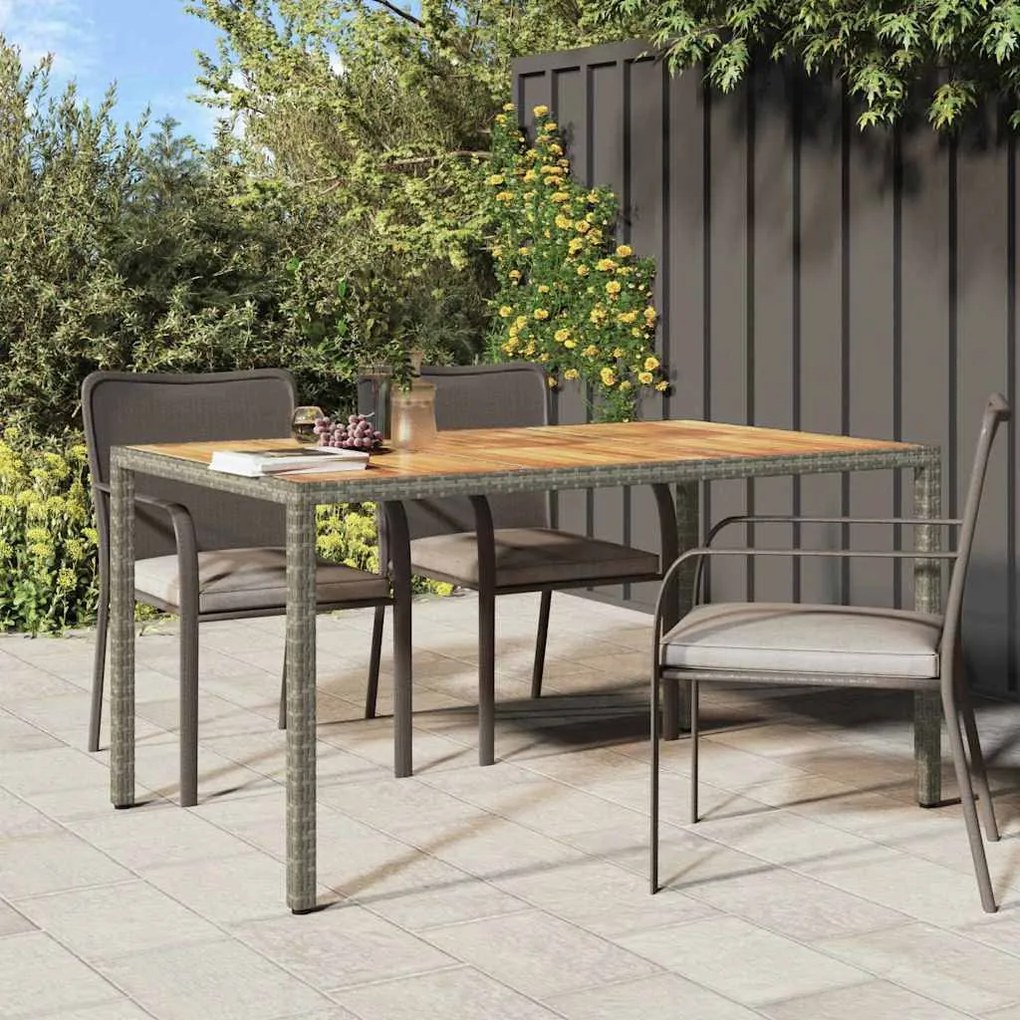 Mesa de Jantar Jardim Cinza 150x90x75 cm Rattan Sintético