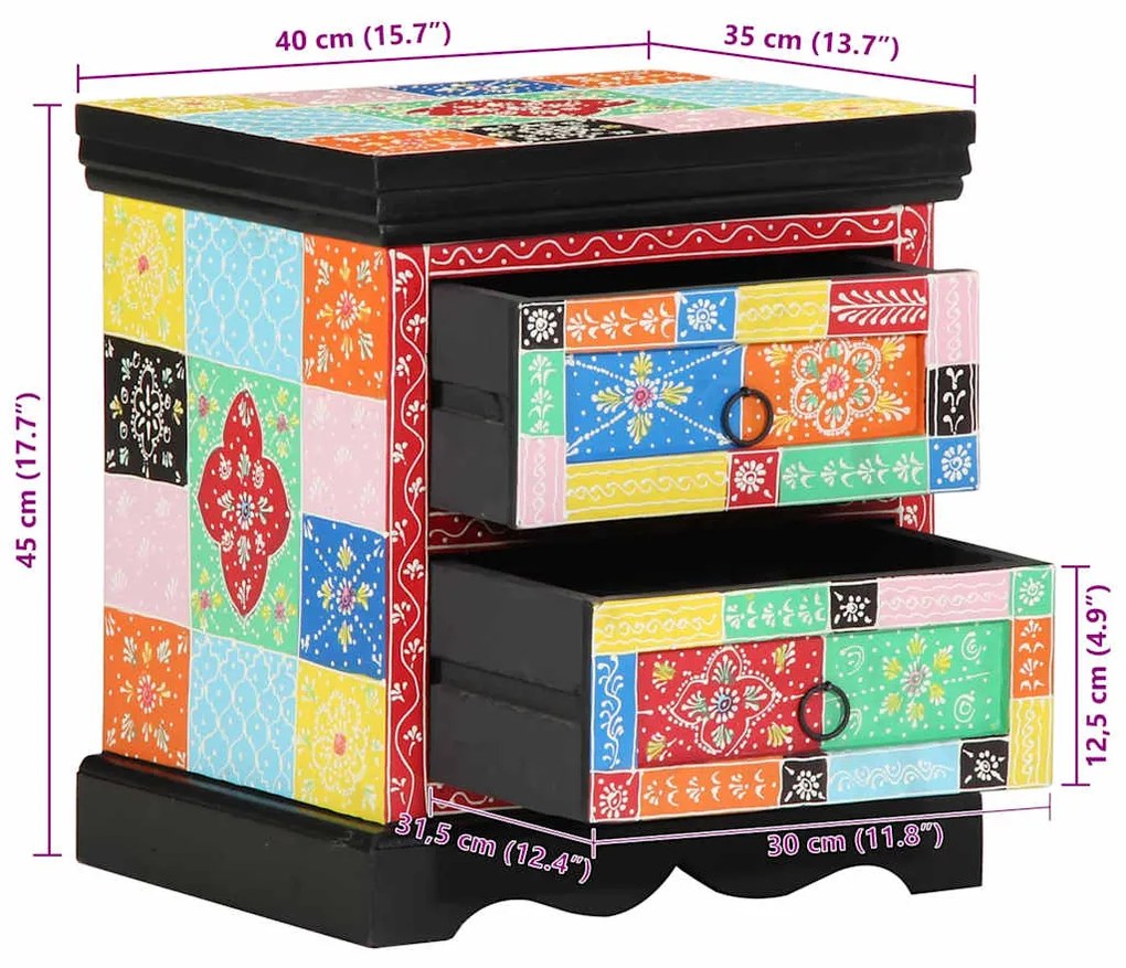 Cômoda de Canto VidaXL Multicolorida 40x35x45 cm Madeira de Engenharia