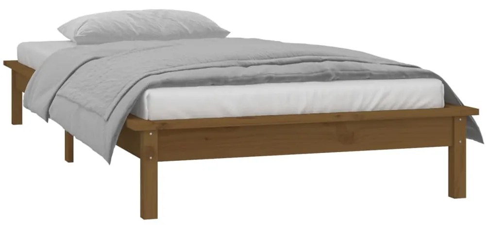 Estrutura cama c/ LED solteiro 90x190cm madeira maciça castanho