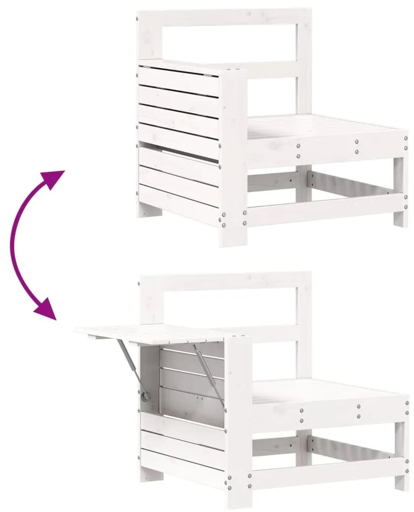 8 pcs conjunto sofás de jardim pinho maciço branco
