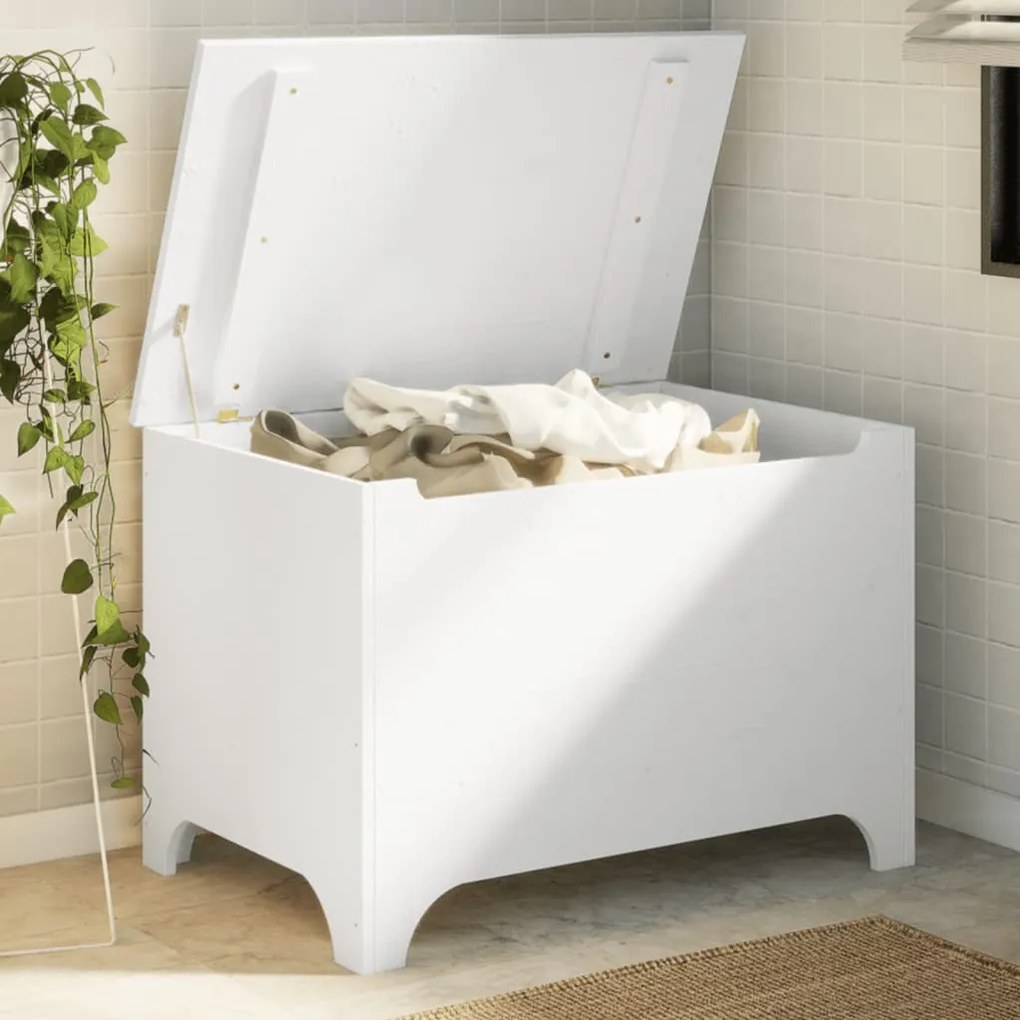vidaXL Caixa de arrumação c/ tampa RANA 80x49x54cm pinho maciço branco