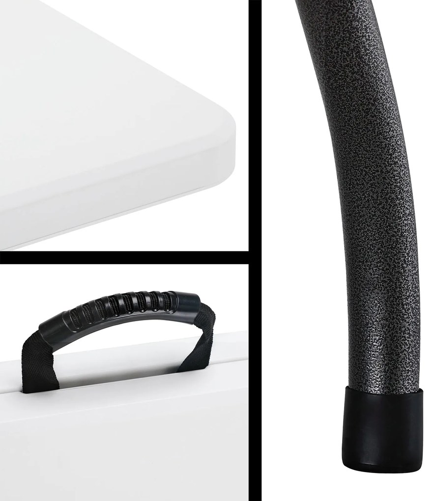 Conjunto de mesa e bancos campismo, piquenique 3 peças em plástico 183cm branco