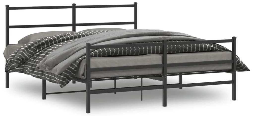 Estrutura de cama com cabeceira e pés 150x200 cm metal preto