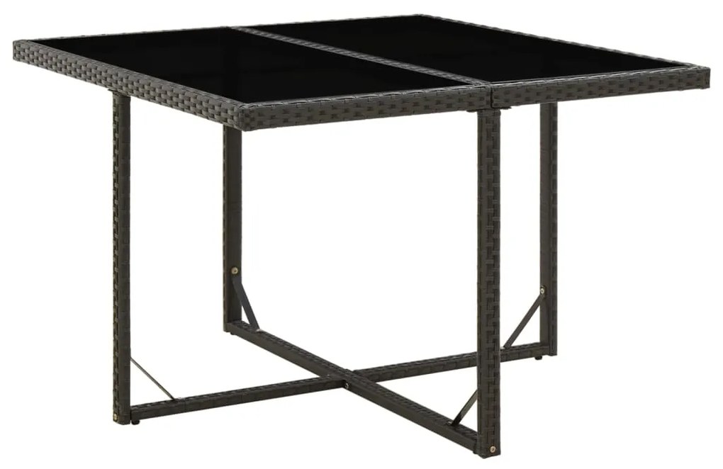 vidaXL Mesa de jardim 109x107x74 cm vime PE e vidro preto
