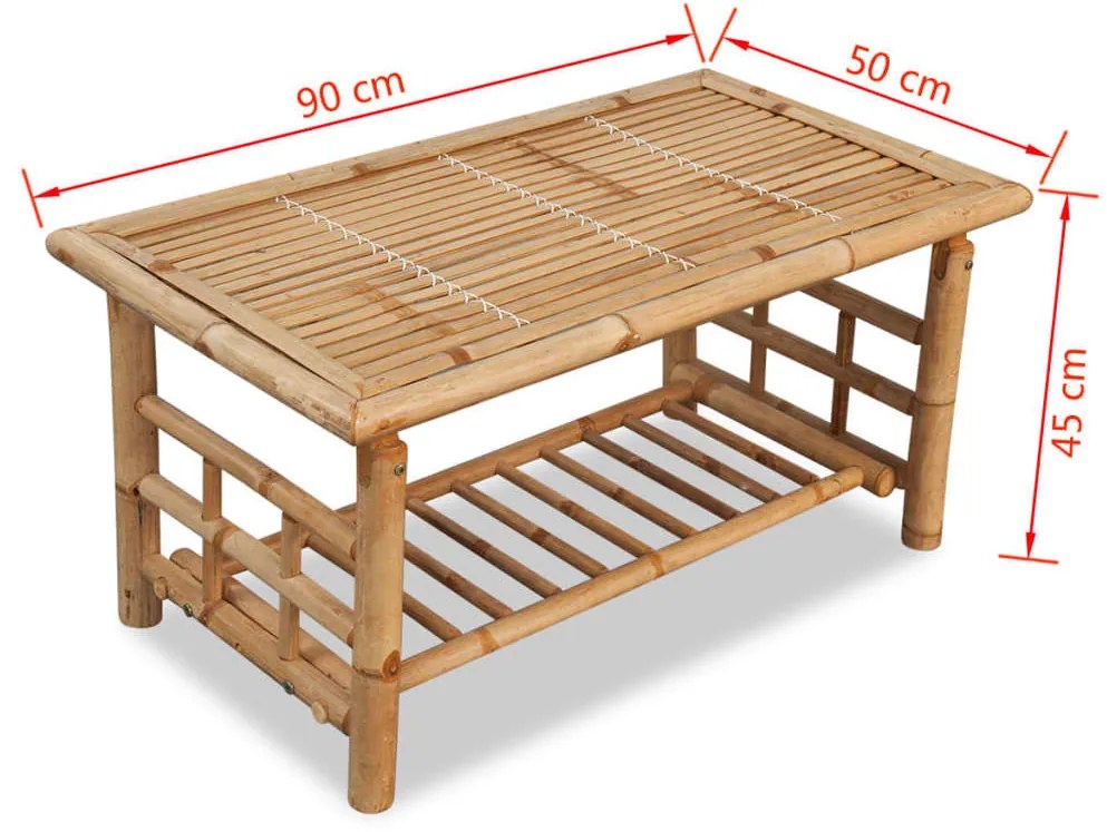 Mesa de centro 90x50x45 cm bambu
