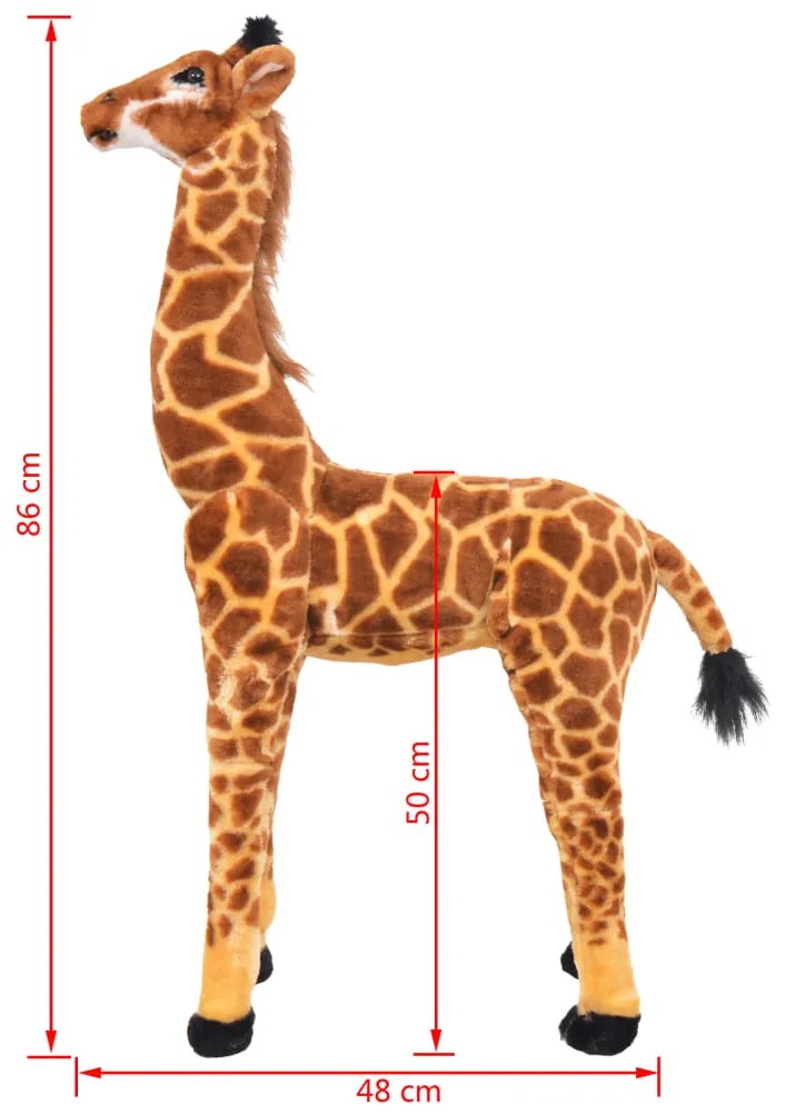 Brinquedo de montar girafa peluche castanho e amarelo XXL